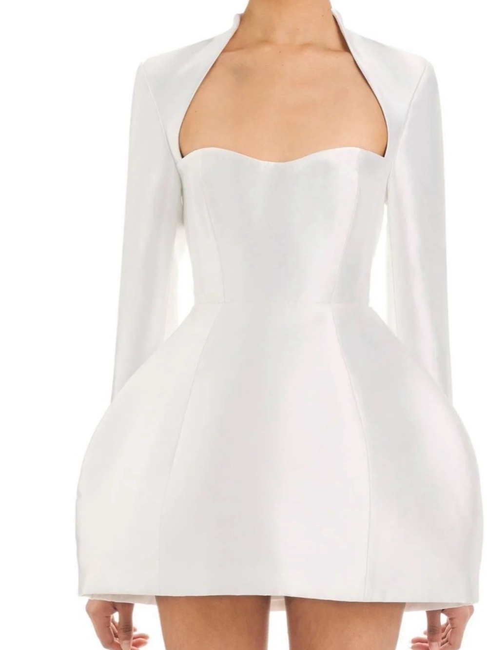 Elegant White Kate Mini Dress with Sculpted Bodice